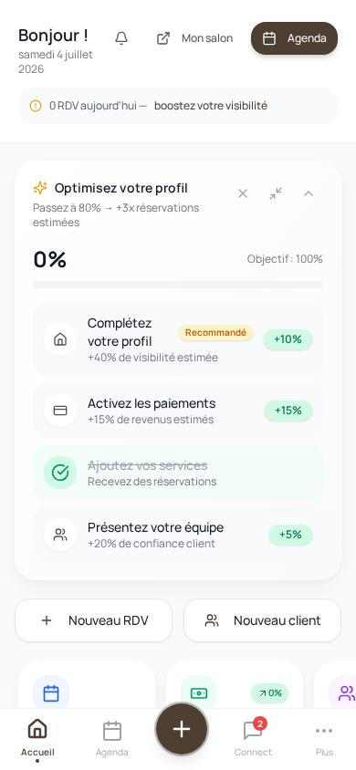 Tableau de bord mobile